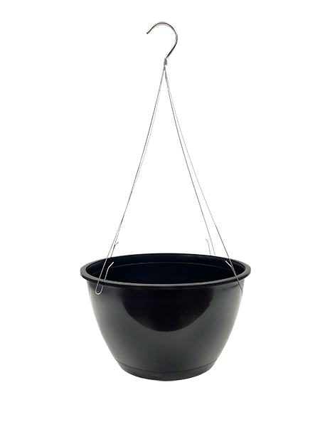 12 Inch Hanging Basket Saucerless Black with Flex Hanger - 25 per case - Grower